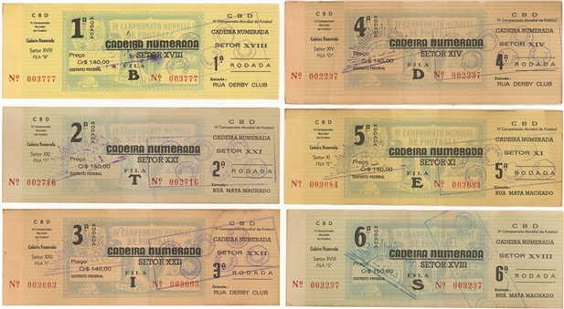 1950 World Cup Full Tickets For Series 1-6 (Letter of Provenance)